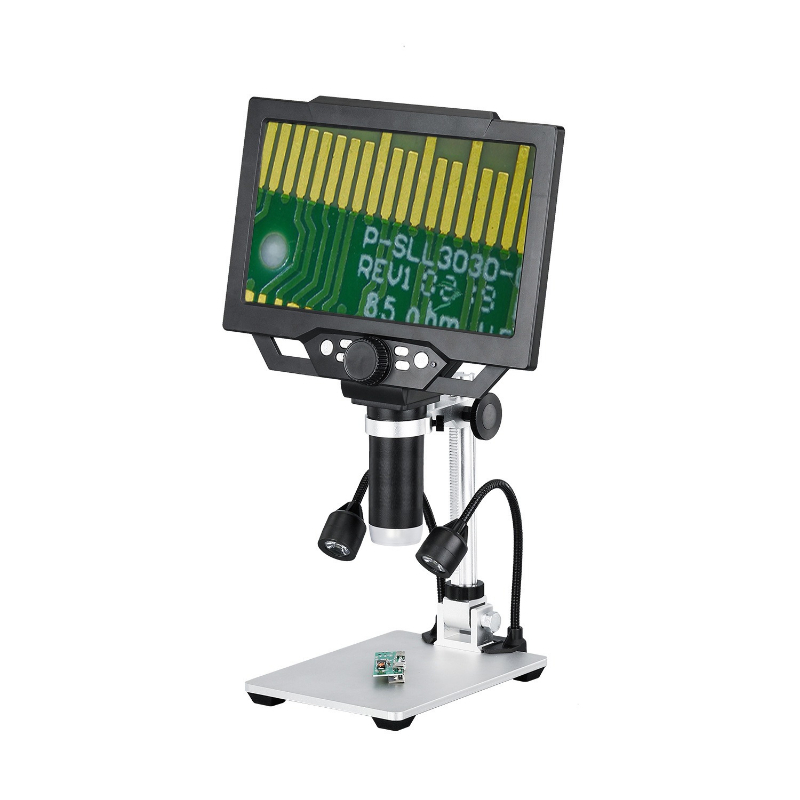 Digital Microscope - ポータブルLCDデジタル顕微鏡 50‑1600倍 12MP 金属スタンド内蔵スクリーン付き 電子機器修理 PCB