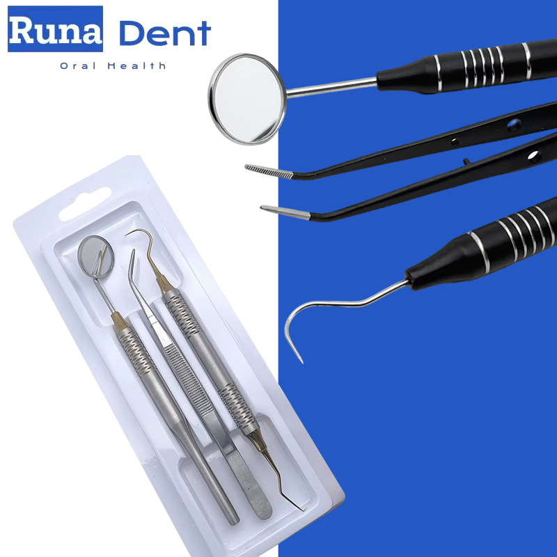 Dental Mirror Probe - 3個セット/キット デンタルミラー ピンセット カーブプローブ 歯科器具 歯の清掃