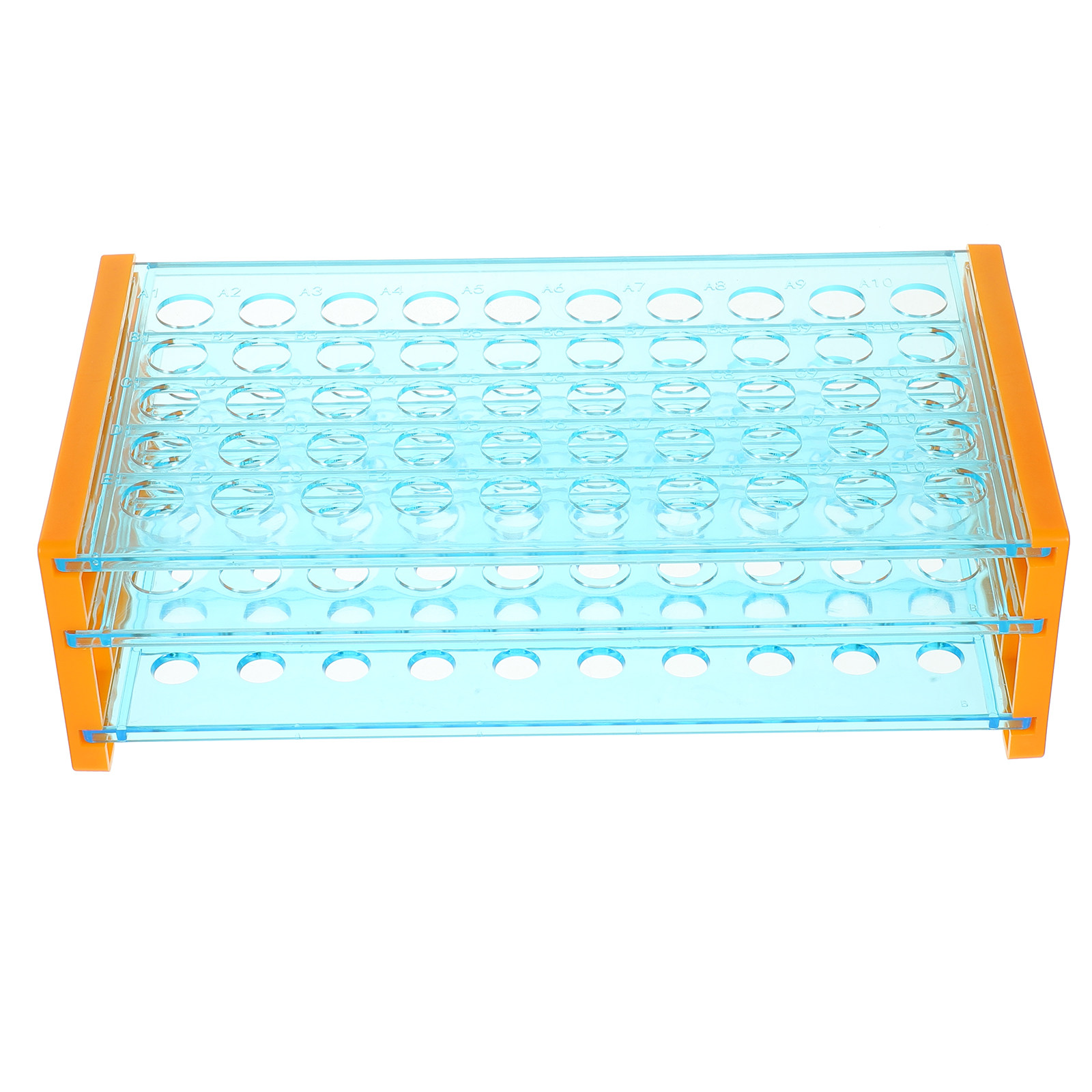 Centrifuge Tube Rack - 50穴遠心管ラック。実験室、大学、科学系の学生向けの、耐久性に優れたプラスチック製試験管スタンド。表面は滑らか。