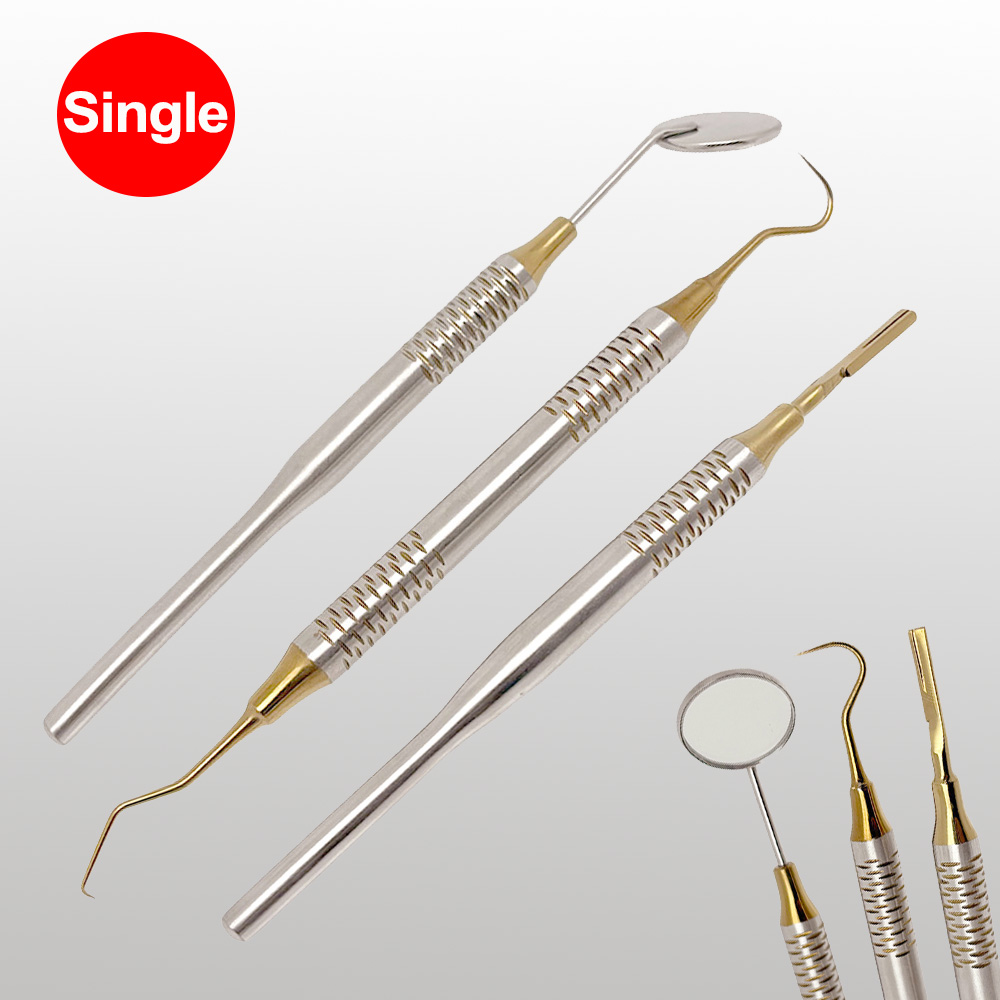 Dental Mirror Probe - 1 個歯科医の歯のクリーニングツール口ミラー/エクスプローラープローブ/ブレードハンドルステンレス鋼歯科器具