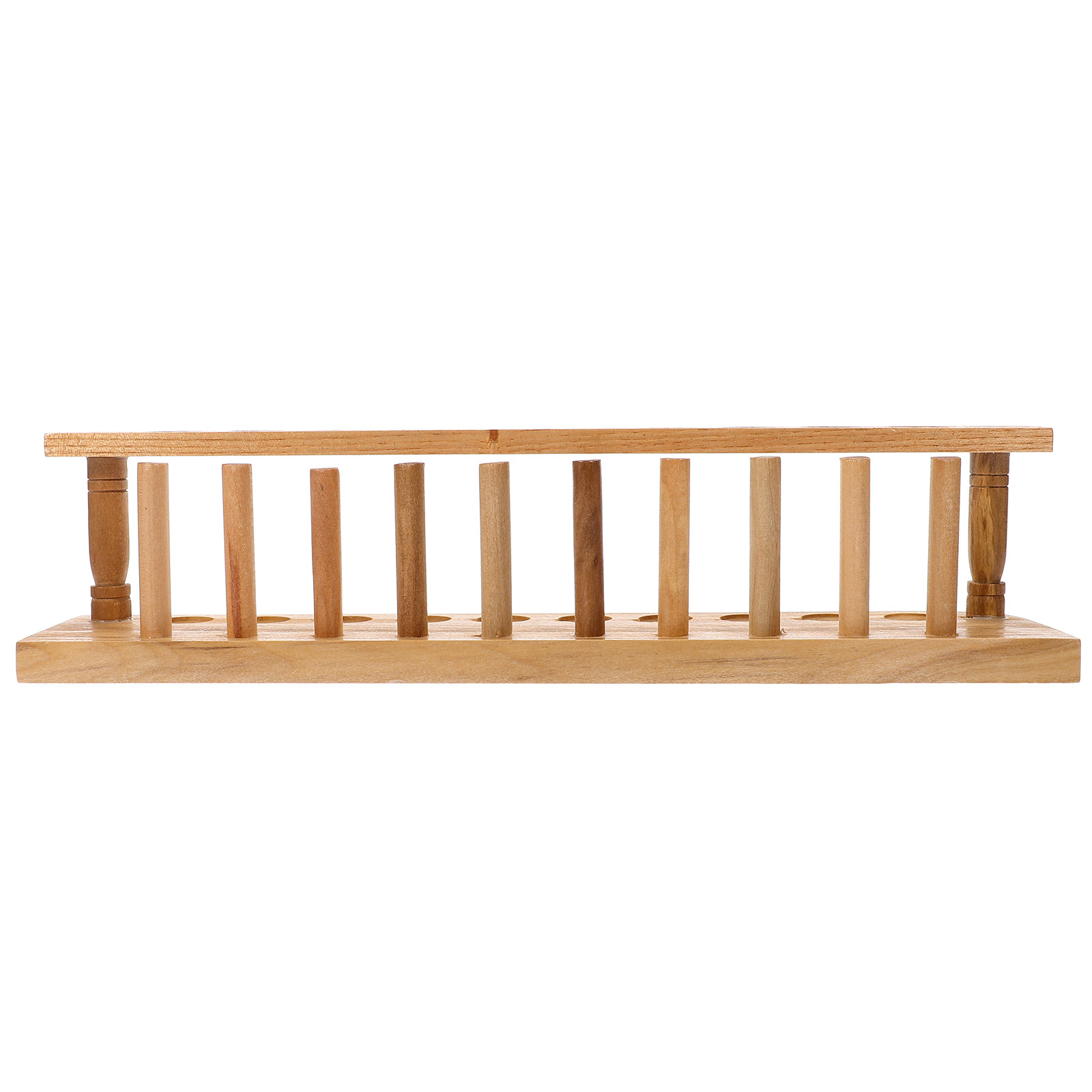 Centrifuge Tube Rack - 木製試験管立て 10穴、頑丈な構造で、試験管や小瓶、遠心管などを収納・整理できる実験用ラック。