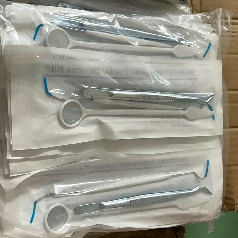 Dental Mirror Probe - 10袋入り歯科ツールキット ステンレス鋼製検査器具 使い捨て口腔鏡 プローブ フック ピック