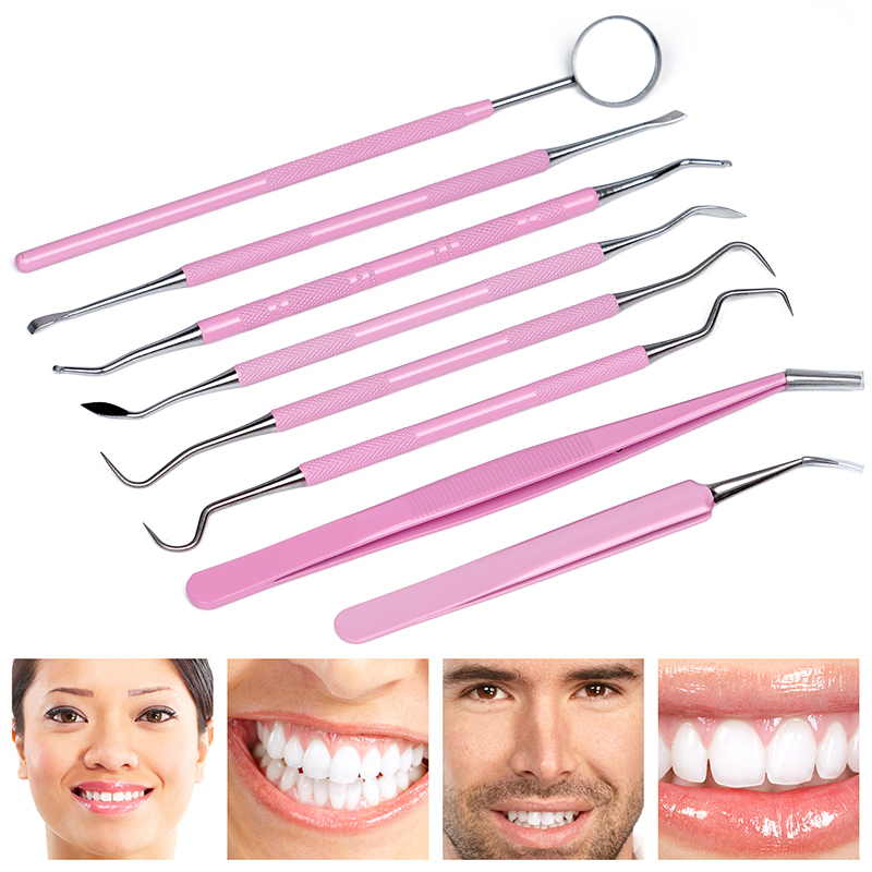 1pc ピンク歯科ピンセットプローブステンレス鋼口ミラーダブ - Dental Mirror Probe のレビューと価格