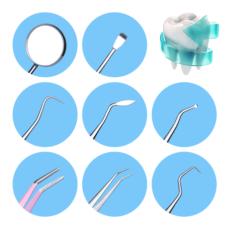 1pc ピンク歯科ピンセットプローブステンレス鋼口ミラーダブ - Dental Mirror Probe のレビューと価格
