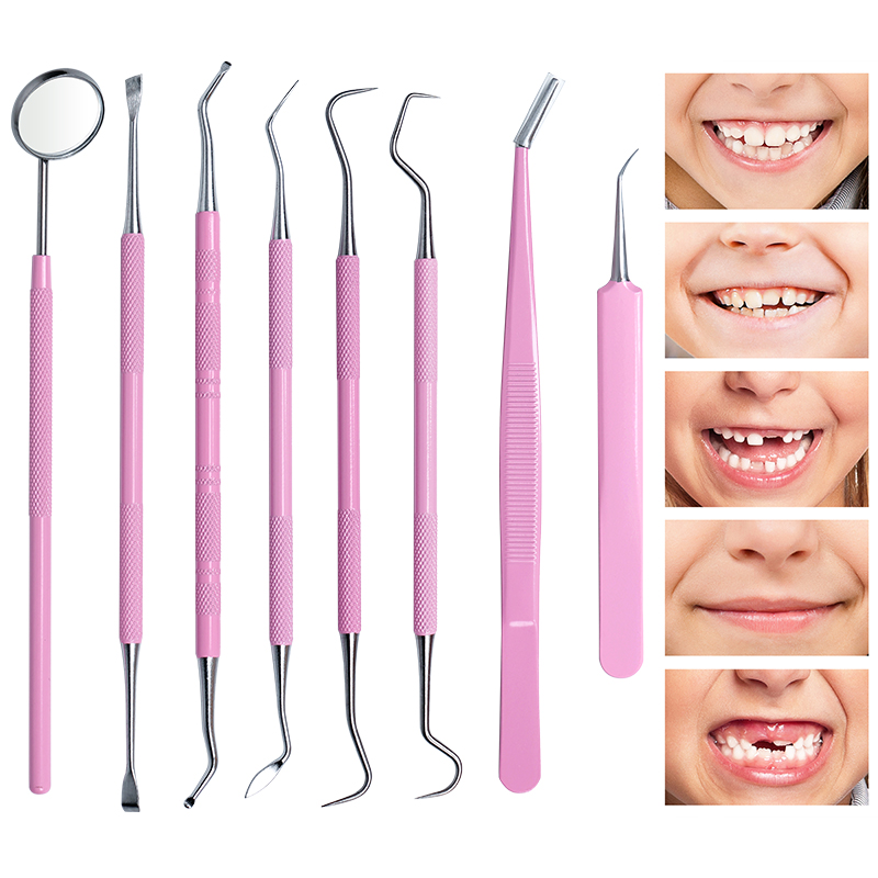 1pc ピンク歯科ピンセットプローブステンレス鋼口ミラーダブ - Dental Mirror Probe のレビューと価格