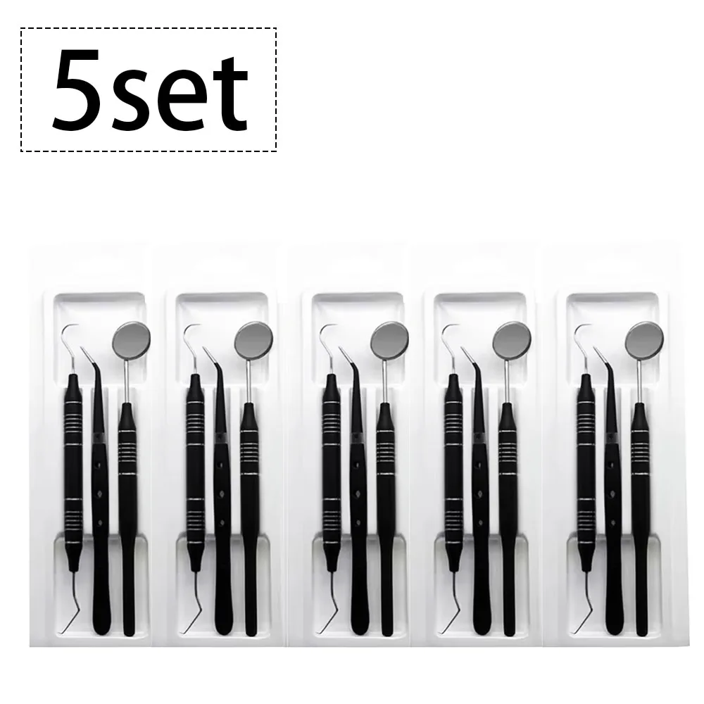 3 セット/5 セット歯科ケア器具キット口鏡ピンセット湾曲し - Dental Mirror Probe のレビューと価格